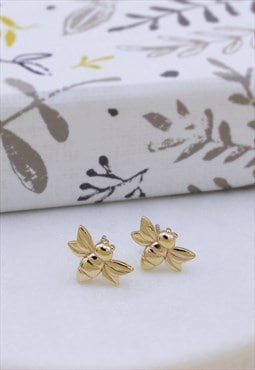 18ct Yellow Gold Vermeil Bumble Bee Stud Earrings