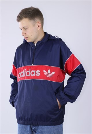 VINTAGE MENS ADIDAS ORIGINALS ANORAK HALF ZIP JACKET