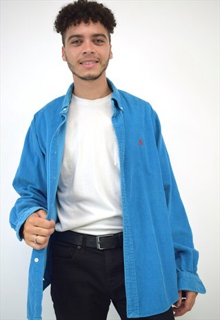VINTAGE 90S RALPH LAUREN BRIGHT BLUE CORDUROY