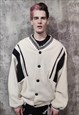 FLEECE VARSITY JACKET THIN AMERICAN BASEBALL BOMBER IN CREAM