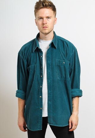 VINTAGE CORDUROY SHIRT TURQUOISE