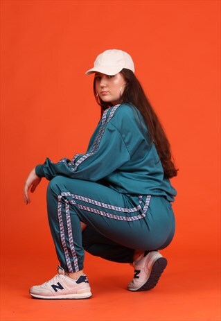 GREEN ASICS SIDE TAPED FULL TRACKSUIT