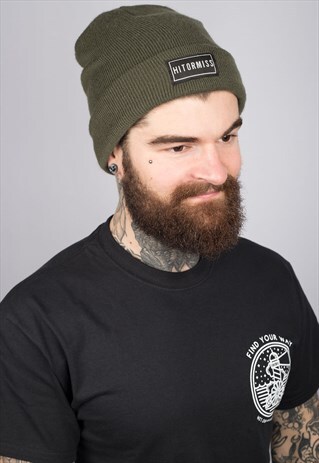 HOM LABEL OLIVE BEANIE