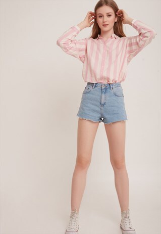 OVERSIZED SHIRT - PINK AND WHITE STRIPES