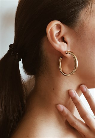 VINTAGE GOLD EARRINGS STUD MINIMALIST DANGLING SMALL HOOPS