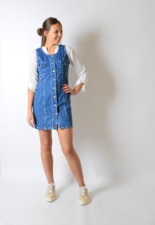VINTAGE 90S BUTTON UP DENIM DRESS