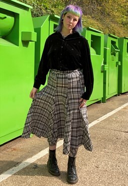 Grunge Black and White Plaid A-Line Maxi Skirt 