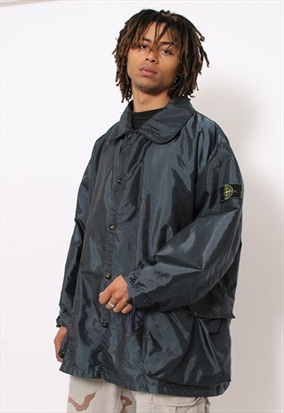 RARE VINTAGE STONE ISLAND GREEN EDGED BADGE SHIMMER JACKET