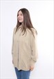 90S BEIGE COLOR MINIMALIST BLOUSE, VINTAGE OVERSIZED SHIRT