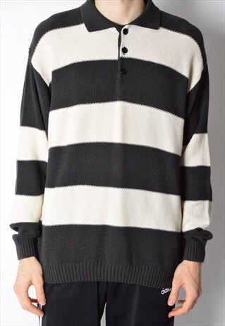 VINTAGE 90S BEIGE STRIPED POLO SHIRT