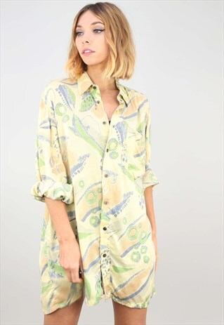 VINTAGE OVERSIZED LONG SLEEVE PATTERNED SHIRT