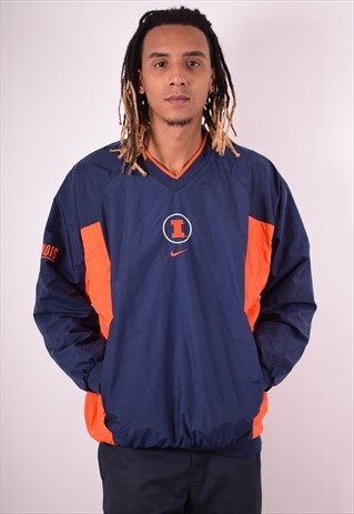 NIKE MENS VINTAGE PULLOVER TRACKSUIT TOP LARGE NAVY BLUE 90S