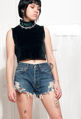 VINTAGE LEVI'S 501 DENIM SHORTS 90S GRUNGE CUT-OFF JEANS