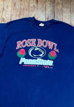 Vintage 1995 Rose Bowl Navy Print Single Stitch T - Shirt   