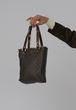 VINTAGE 90'S GUCCI MONOGRAM BROWN CANVAS BUCKET BAG