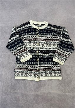 Vintage Knitted Cardigan Abstract Patterned Knit Sweater