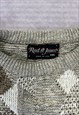 VINTAGE KNITTED JUMPER ABSTRACT PATTERNED KNIT SWEATER