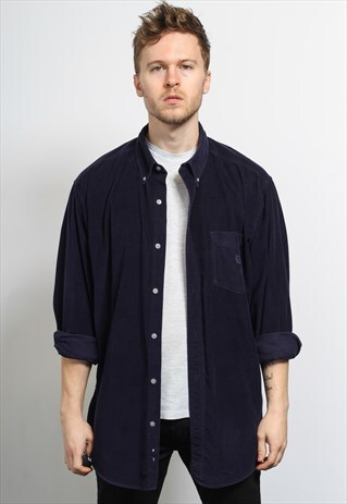 VINTAGE RALPH LAUREN CHAPS CORDUROY CORD SHIRT BLUE