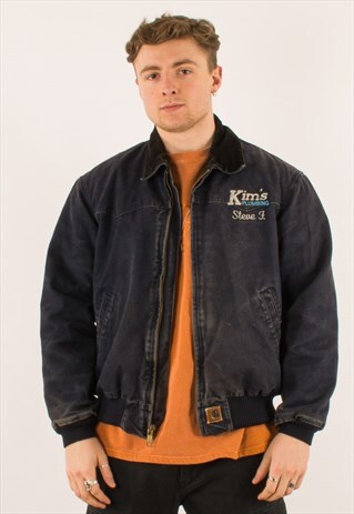 VINTAGE 90S NAVY CARHARTT WORKWEAR JACKET COAT LARGE