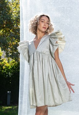 Silver Grey Taffeta Party Dress 