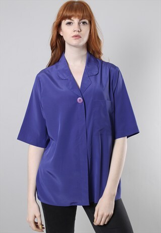 VINTAGE 80S PURPLE SHIRT BLOUSE TOP
