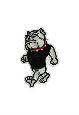 Embroidered Walking Bulldog iron on patch / sew on patch