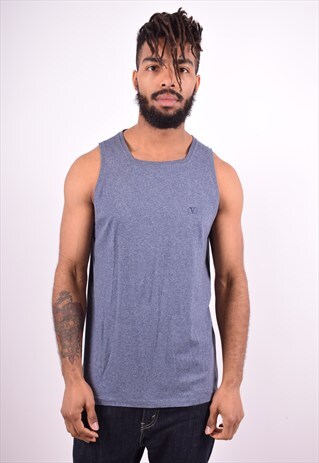 VALENTINO MENS VINTAGE VEST TOP MEDIUM BLUE 90'S