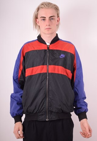 NIKE MENS VINTAGE BOMBER JACKET LARGE MULTI 90S