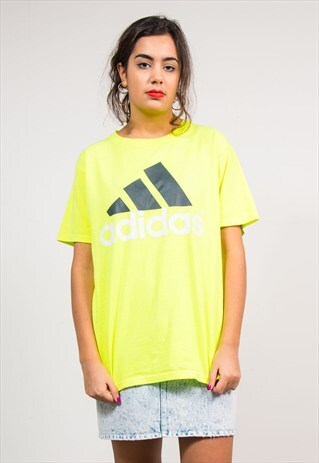 90'S VINTAGE BRIGHT NEON YELLOW ADIDAS T-SHIRT