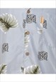 VINTAGE GREY & LIGHT GREEN FOLIAGE DESIGN HAWAIIAN SHIRT - X