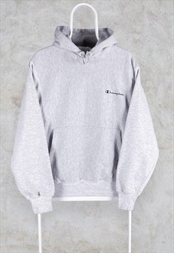Vintage Grey Champion Hoodie Reverse Weave Premium Medium