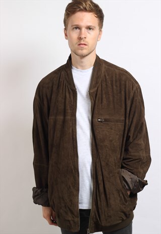 VINTAGE SUEDE OVERSIZED BOMBER JACKET