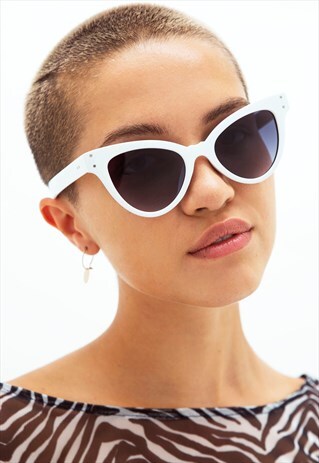 LOLA - WHITE AND GREY OMBRE LENS CHUNKY CAT EYE SUNGLASSES