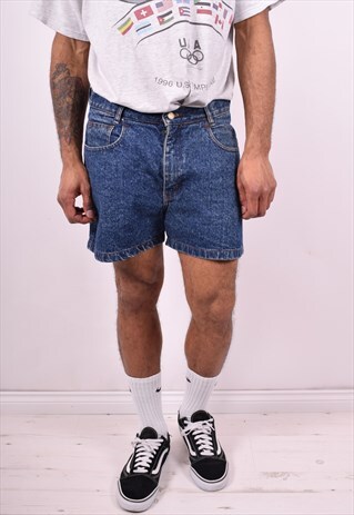 MENS VINTAGE DENIM SHORTS W34 BLUE 90'S