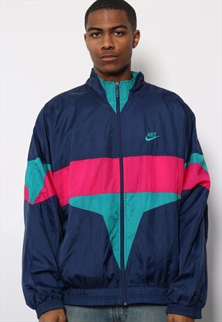 VINTAGE NIKE LOGO TRACK JACKET NAVY BLUE