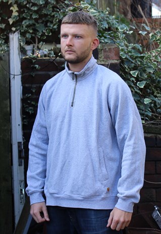 VINTAGE GREY CARHARTT QUARTER ZIP SWEATSHIRT LARGE