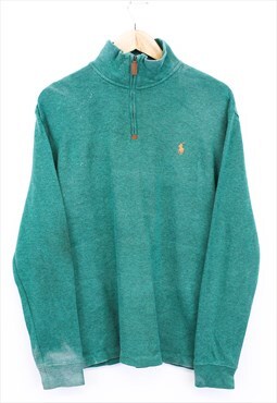Vintage Ralph Lauren Jumper Green Quarter Zip With Logo