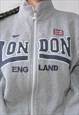 VINTAGE Y2K GREY SPORTWEAR LONDON ENGLAND TRACK JACKET