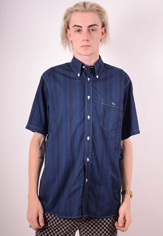 LACOSTE MENS VINTAGE SHIRT MEDIUM BLUE 90S