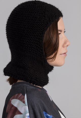HAND MADE BLACK WOOL BALACLAVA