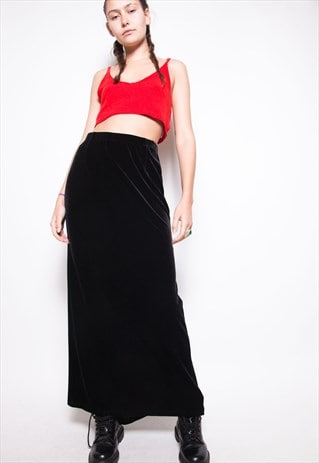 VINTAGE 90S VELVET MAXI SKIRT ID:8053