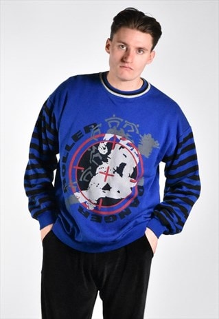 VINTAGE 1980S STRIPED SPORTS SWEATSHIRT