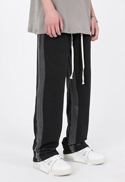 Black Washed Relaxed Fit Pants Trousers Sweatpants Y2k