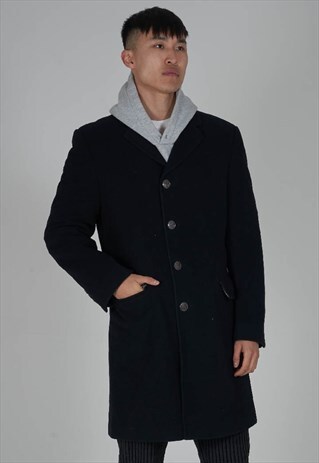 RARE VINTAGE 90'S BURBERRY BLACK WOOL OVERCOAT