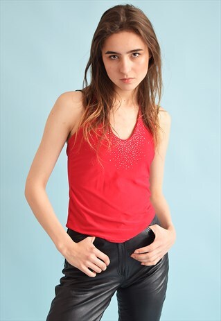 90'S RETRO KITSCH SHIMMER LYCRA TEEN HALTER TOP