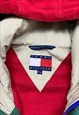 TOMMY HILFIGER OUTDOORS RED & GREEN 1/4 ZIP PULLOVER HOODIE
