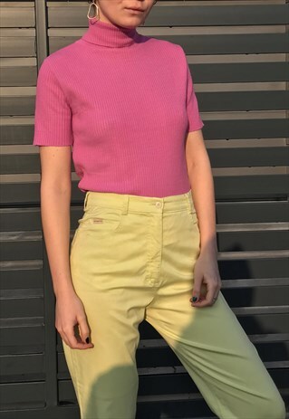 PINK KNITTED TURTLE NECK TOP