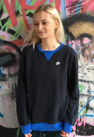 VINTAGE NIKE RETRO OVERSIZED SWEATSHIRT / JUMPER NAVY BLUE