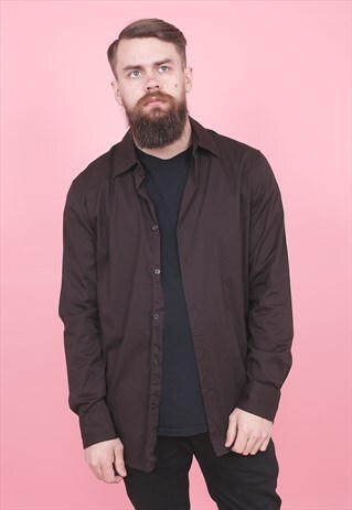 VINTAGE CALVIN KLEIN BROWN SHIRT /R8173