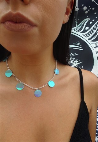 MULTI BLUE SEQUIN NECKLACE